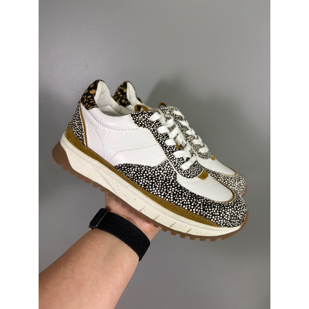 NWOB Madewell MWL Kickoff Trainer Sneaker Women 5 Leather Calf Hair Animal Print